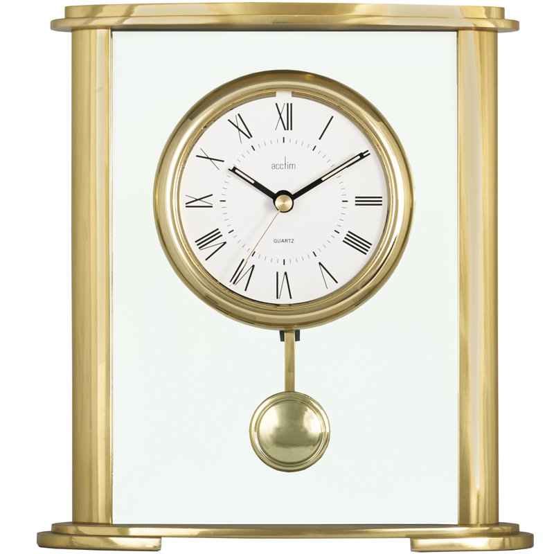 Acctim Welwyn Gold Metal/Glass Pendulum Table Clock & Reviews Wayfair